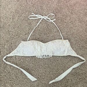 White Lace Halter Swim Top